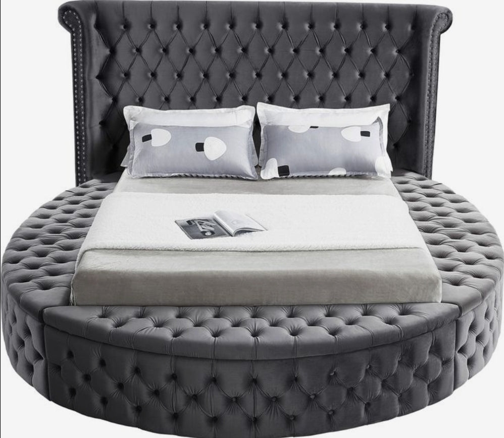 Round tufted deals storage bed