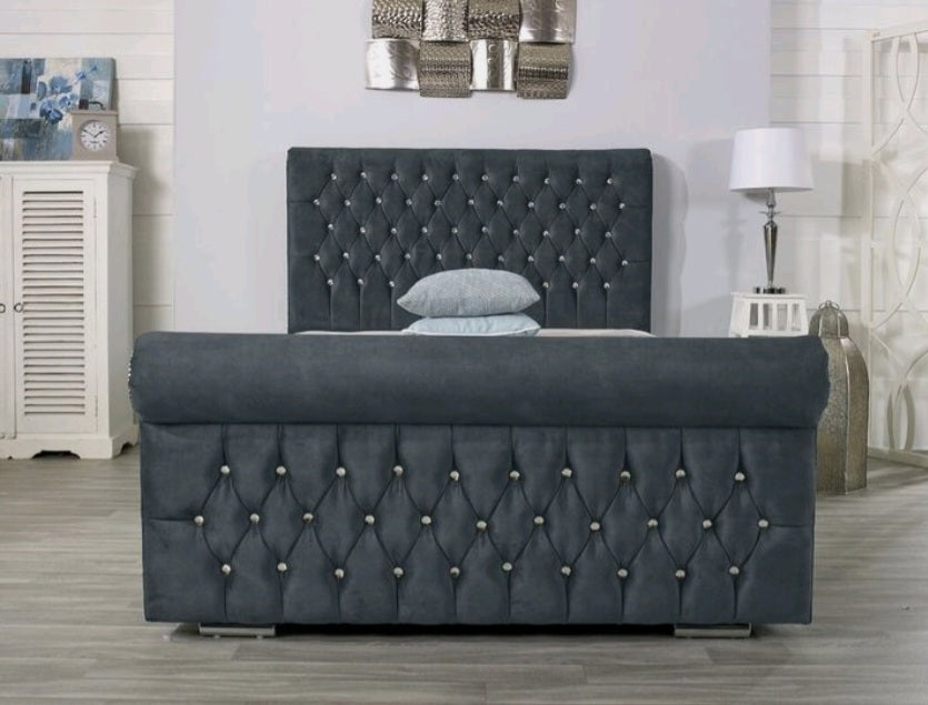 Sleigh Chesterfield Front upholstered bed